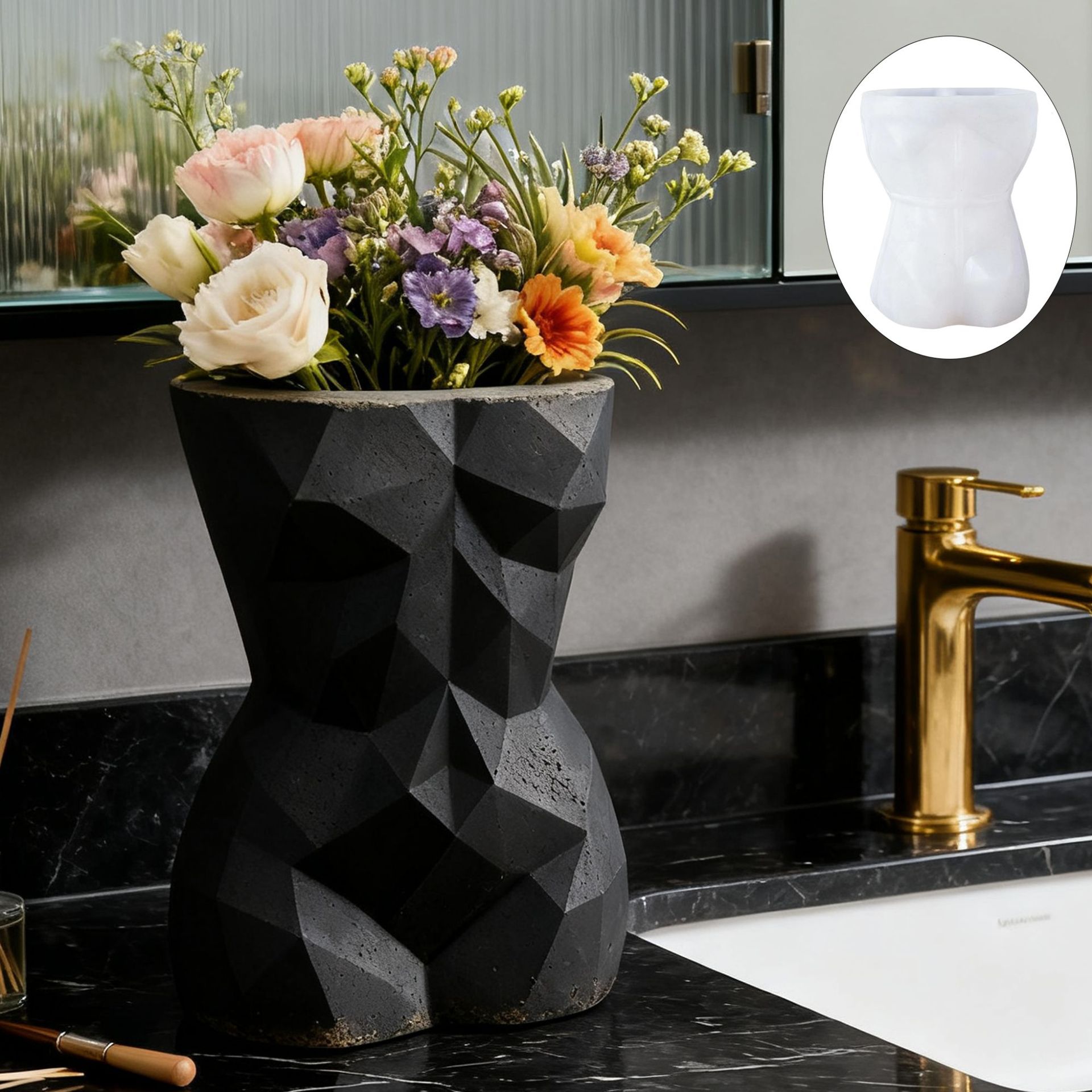 3D Printing Vase - Molde de silicone geométrico 3d para