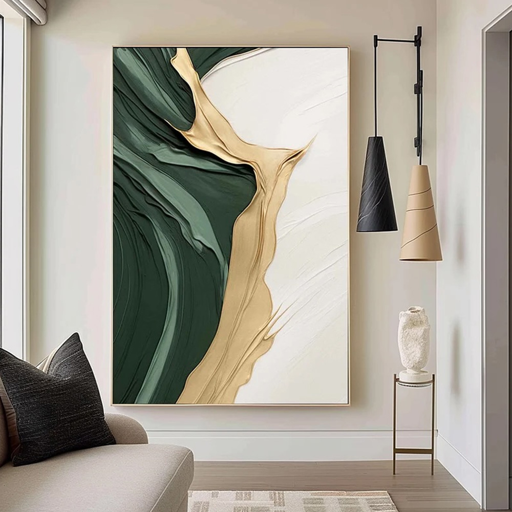 3D Printing Wall - Pintura em Tela Abstrata Minimalista Dourada