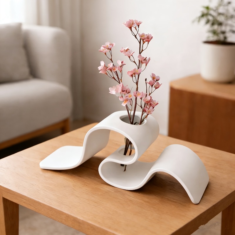 3D Printing Vase - Vaso Moderno Minimalista Curvo Impresso em
